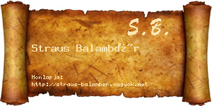 Straus Balambér névjegykártya
